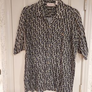 Summa XL Black Print Hawaiian Style Button Down Shirt
